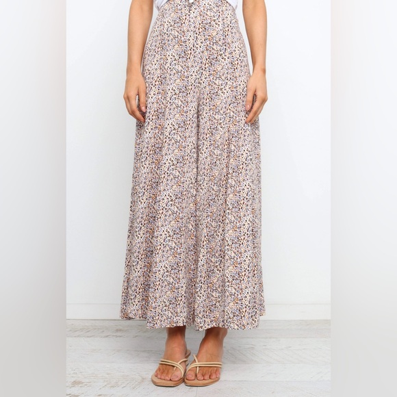 Petal & Pup Pants - Petal & Pup Beige Floral Wide-Leg Pants